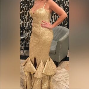 Portia and Scarlett dress gold sequin